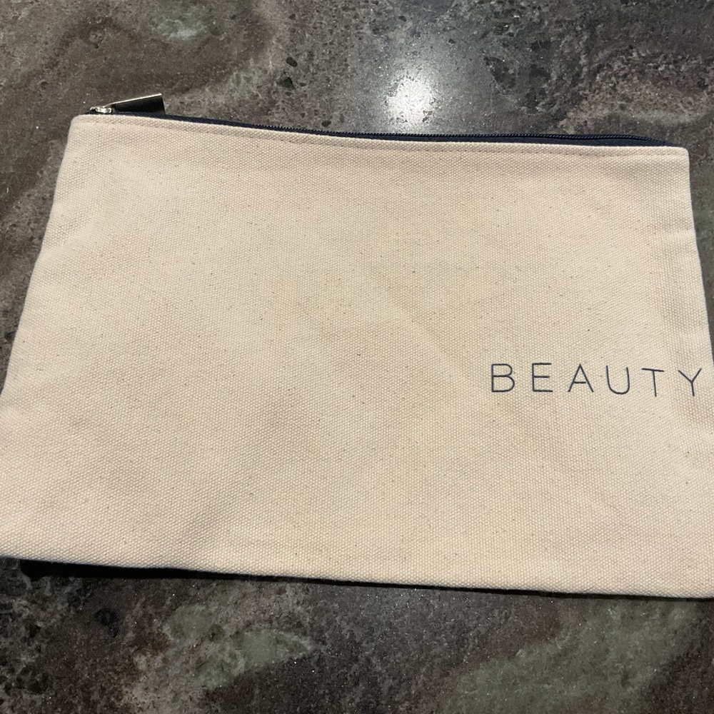 Beauty Counter Cream Canvas Pouch